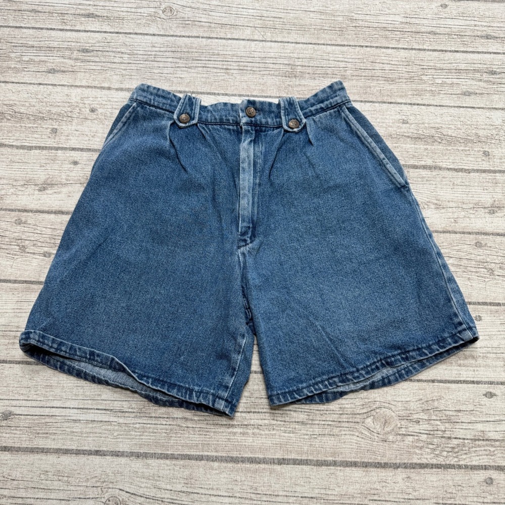 Vintage Ralph Lauren Shorts Women's 16 Blue Denim High Rise Cotton Bermuda Retro